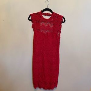 Free People Daydream Cherry Red Lace Dress